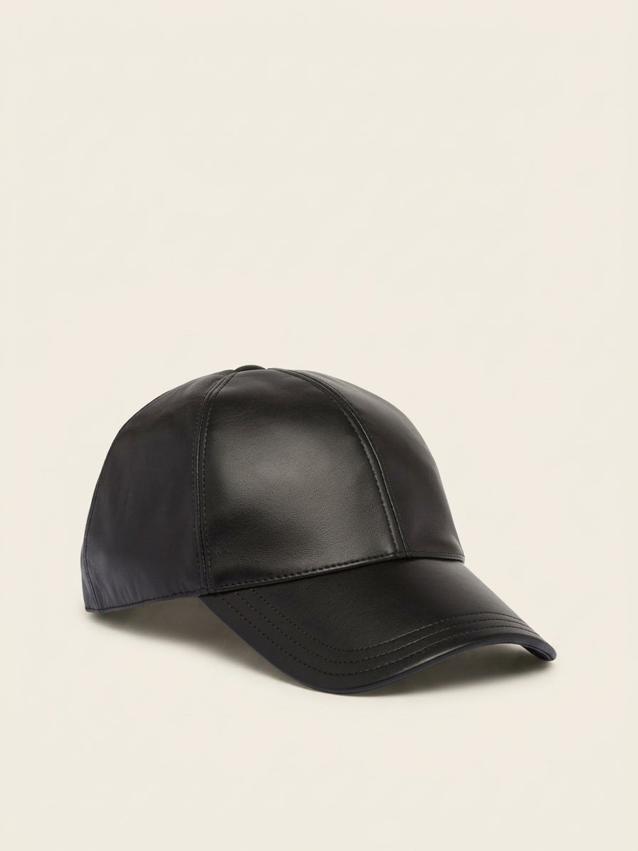 Prada leather baseball cap with logo plaque, UK version