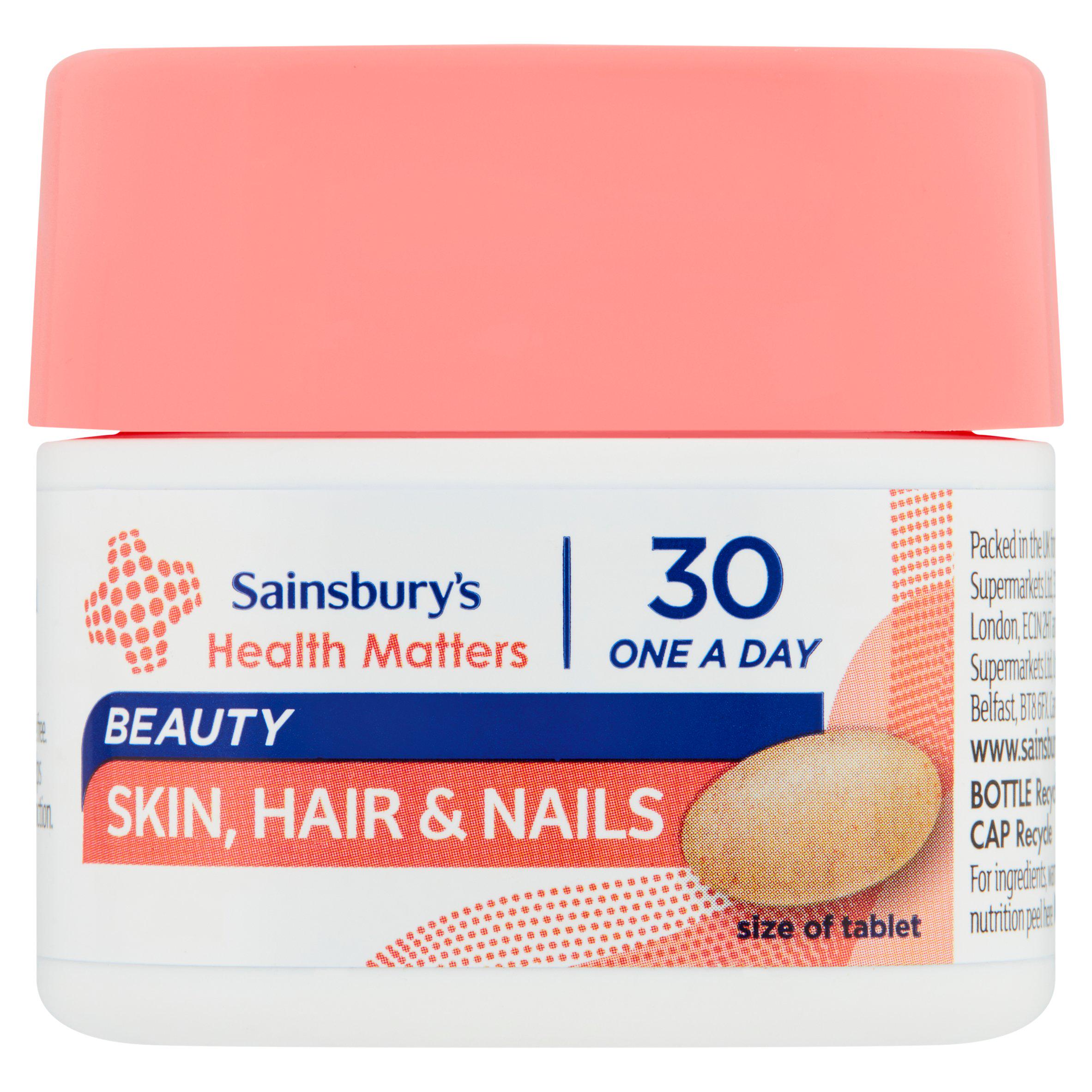 Sainsbury's Health Matters Beauty Skin, Hair & Nails One a Day Tablet x30 Vitamins Minerals & Supplements Sainsburys   