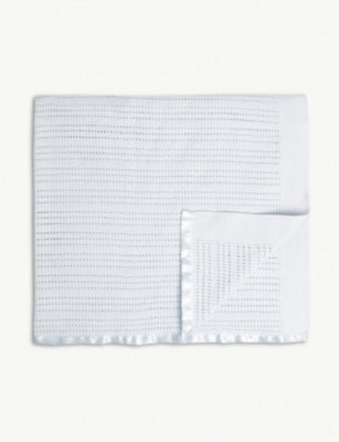 Little White Company baby blanket with satin edge, imported from the UK