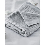 Satin-edged cellular cotton baby blanket - BLUE