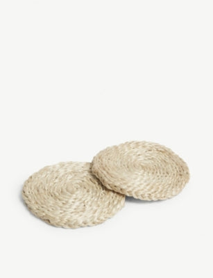 The White Company jute coasters, set of four, imported from the UK