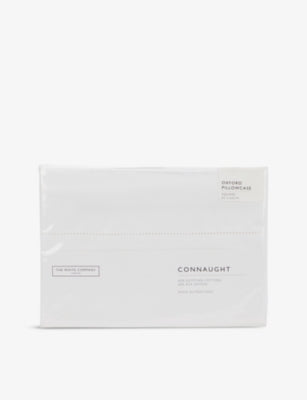 White Company Connaught cotton and silk-blend Oxford pillowcase 65cm (British brand)