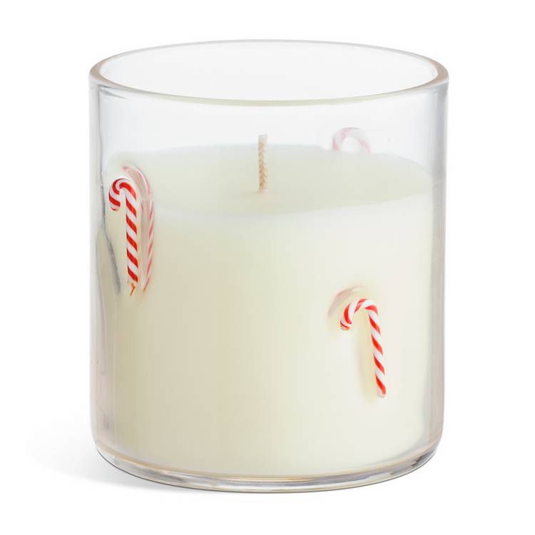 Argos Home Christmas Cookie jar candle, candy cane glass holder, UK version