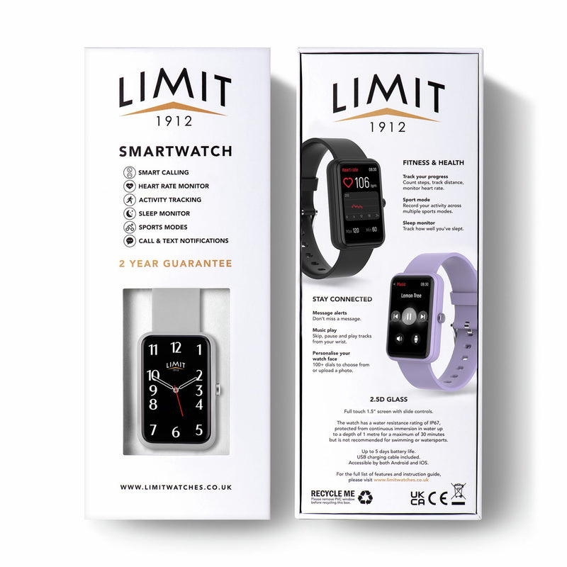 Limit men's grey silicone strap calling smartwatch, imported from the UK