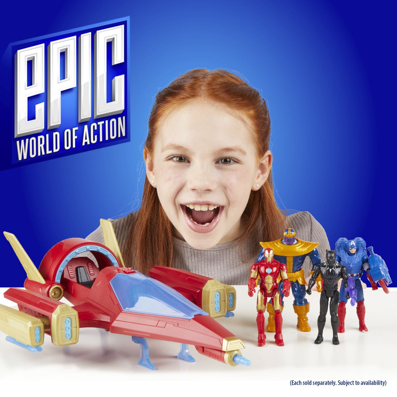 Marvel Avengers Iron Man action figure with battle jet, imported from the UK