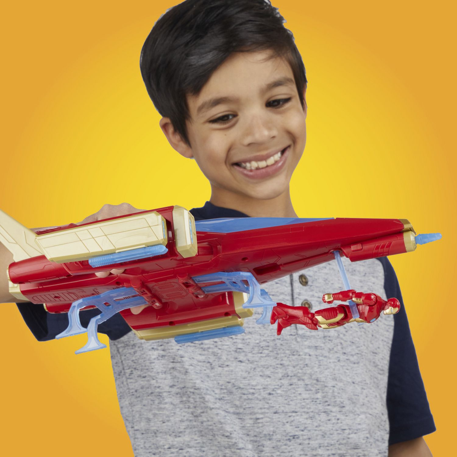 Marvel Avengers Iron Man action figure with battle jet, imported from the UK