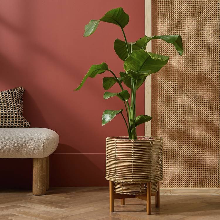 Habitat large woven rattan planter with stand H42cm, UK version