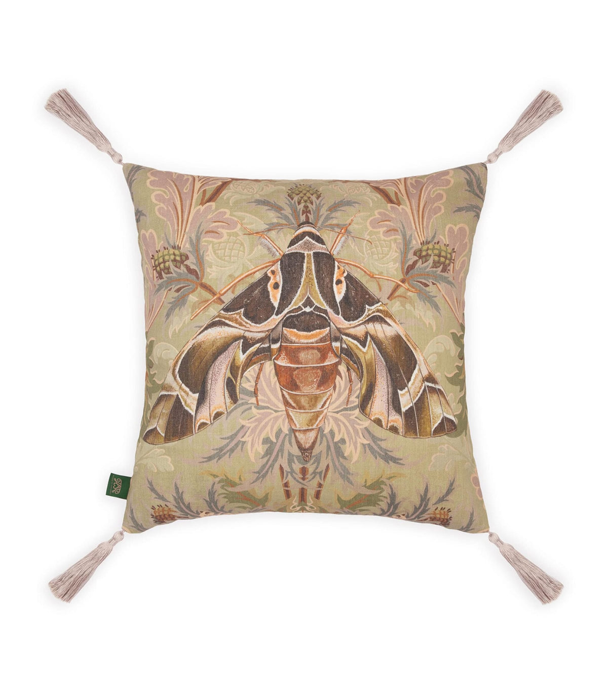 House Of Hackney Medium Aquifolia Moth Tassel Cushion 45cm x 45cm, UK version