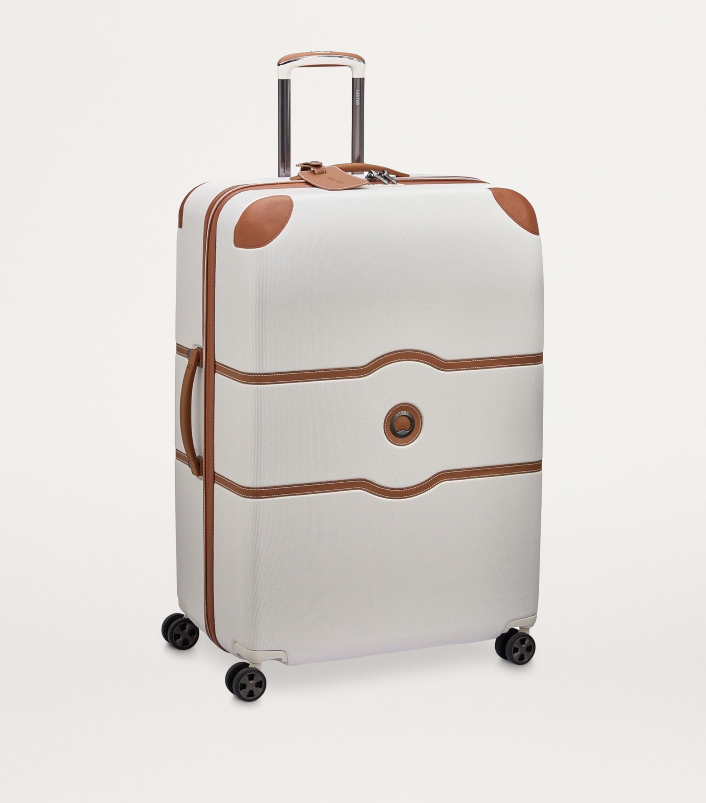Delsey check-in suitcase with compartmentalised interior and accessory bags, 82cm height - British product