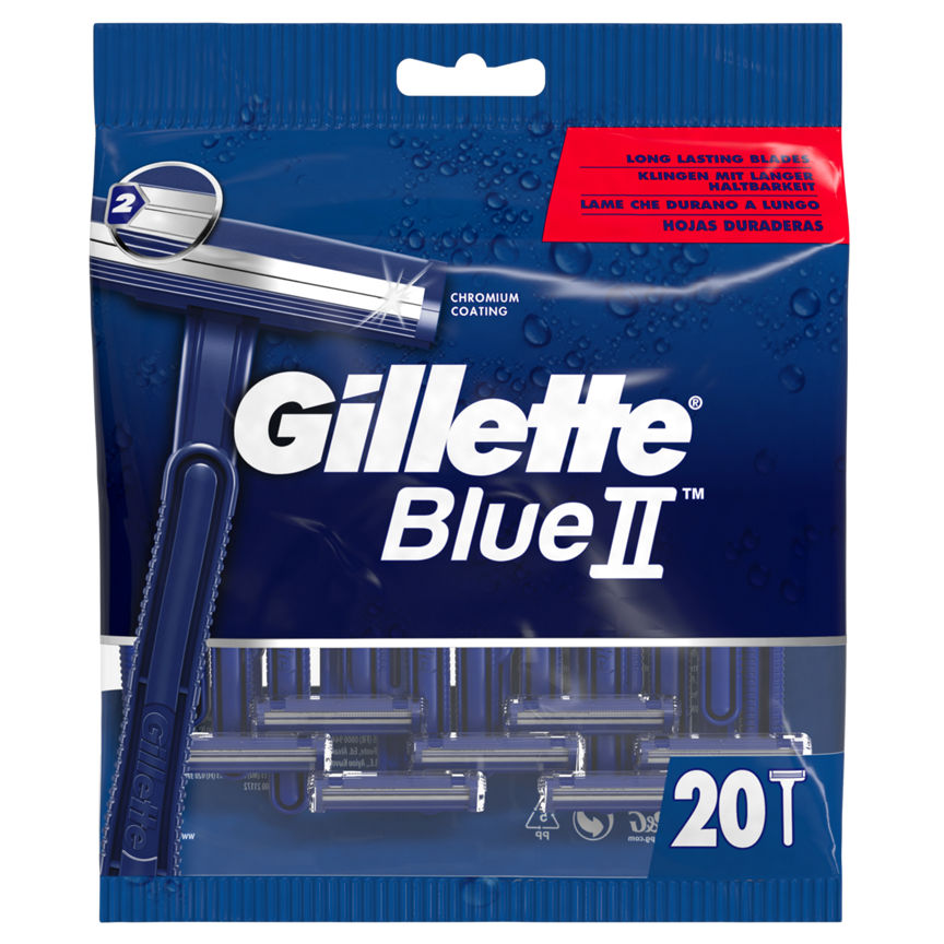 Gillette BlueII Men's Disposable Razors 20 Pack GOODS ASDA   