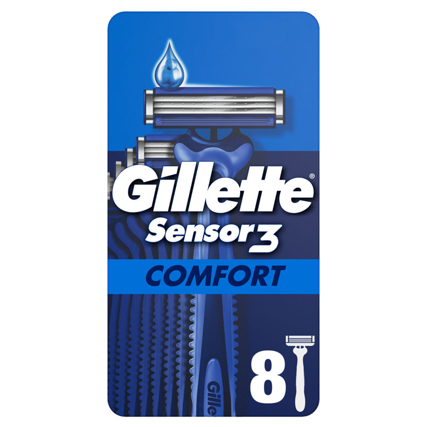 Gillette Sensor3 Comfort Men's Disposable Razors 8 Pack GOODS ASDA   