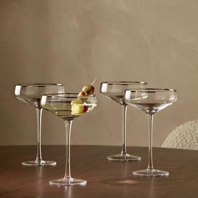 Argos Argos Home Silver Rim Champagne Coupe Glasses Set of 4 200ml- Buy online at McGrocer