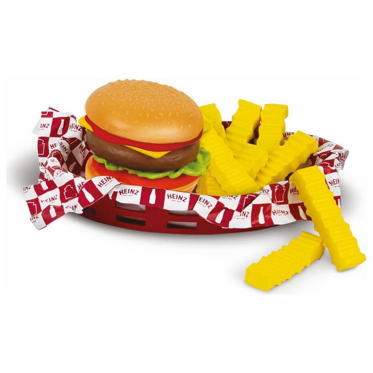 Heinz toy fast food dinner play set with burger and hot dog (British brand)