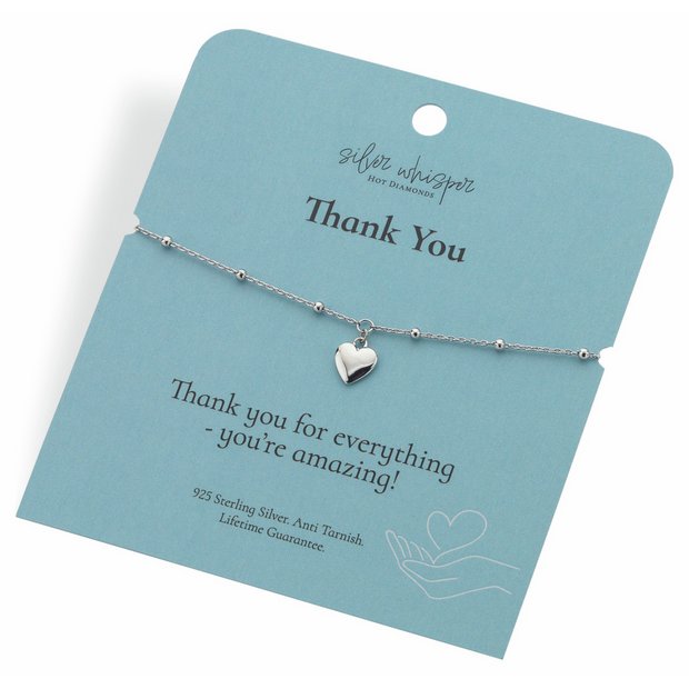 Hot Diamonds sterling silver heart charm bracelet 20cm (British brand)