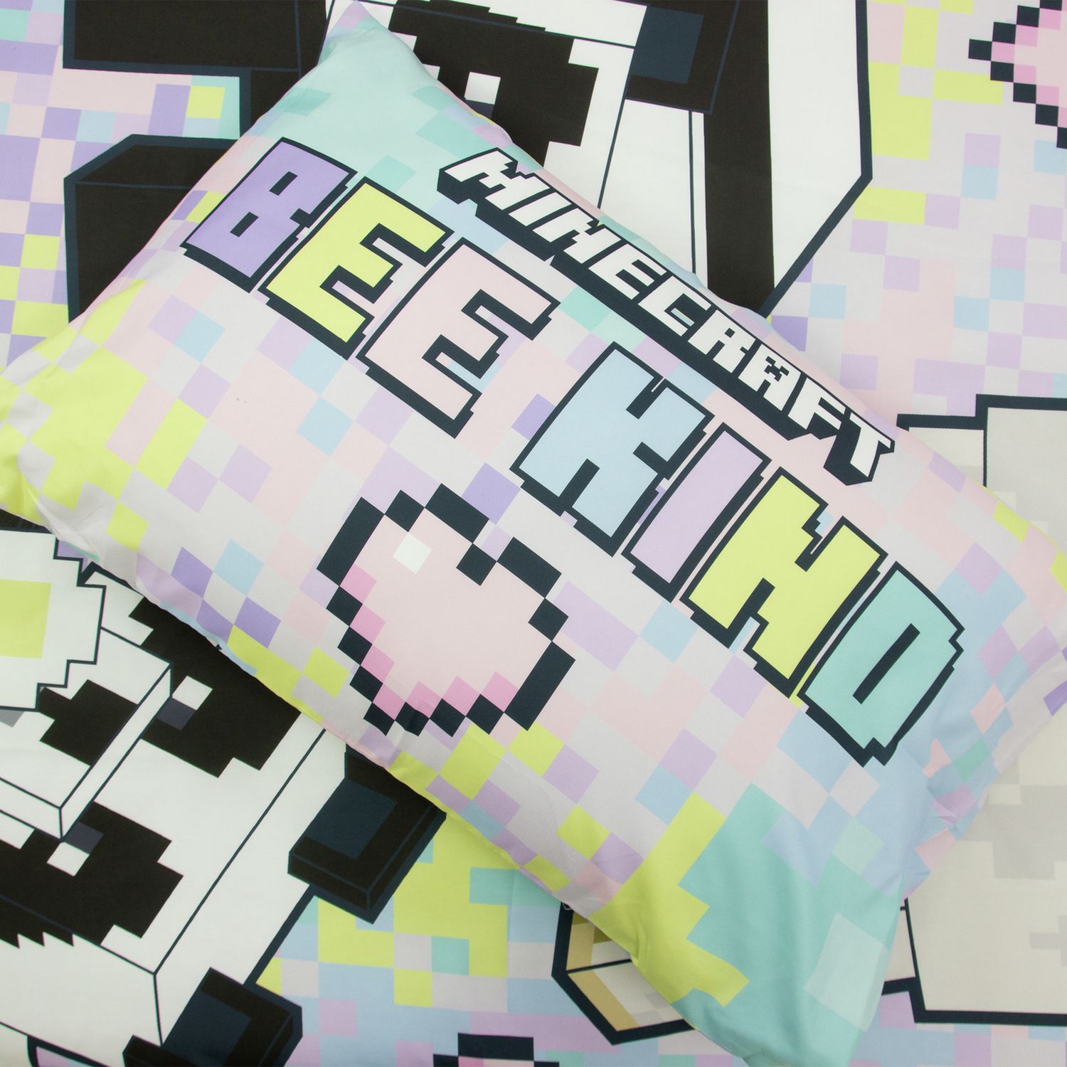 Minecraft pastel kids bedding single duvet and pillowcase (British brand)