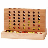 Goki wooden Four in a Row game with red and yellow stones, UK version