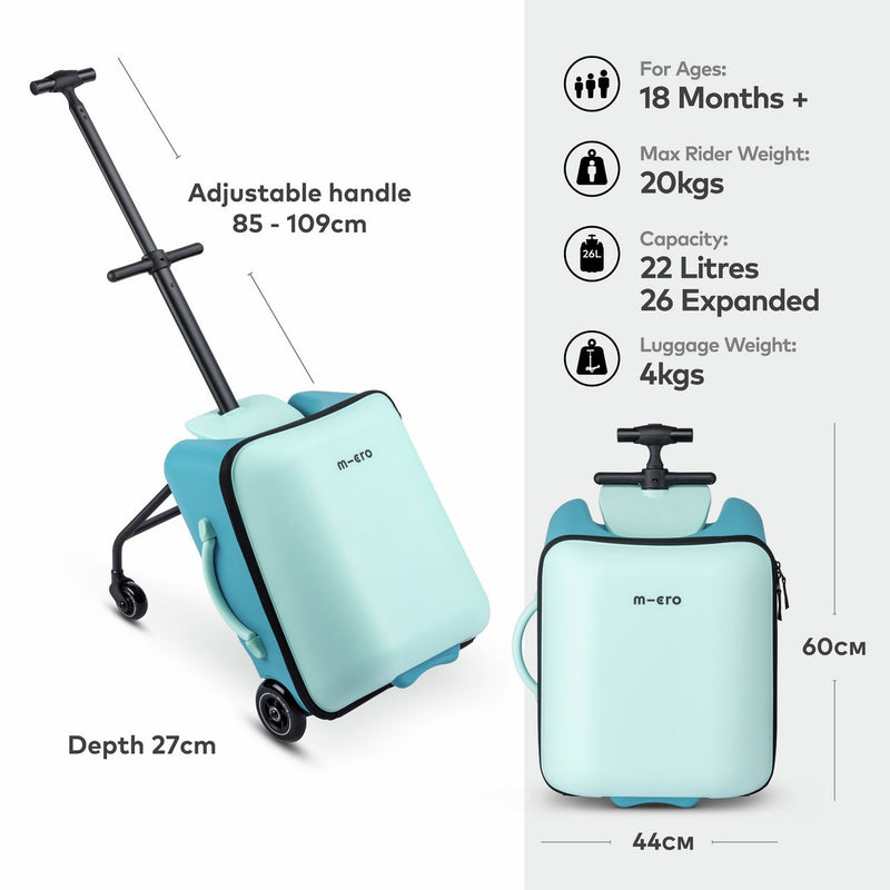 Micro Eazy Allrounder blue ride-on suitcase, imported from the UK