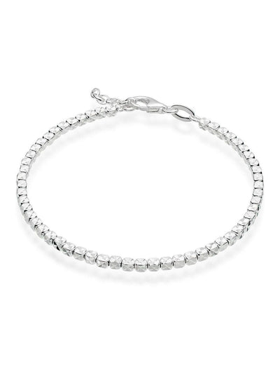 Sterling Silver Cube Bracelet with Sparkle Cut Finish and Lobster Clasp, 19cm