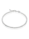 Sterling Silver Cube Bracelet with Sparkle Cut Finish and Lobster Clasp, 19cm