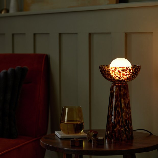 Habitat tortoise shell table lamp brown, imported from the UK