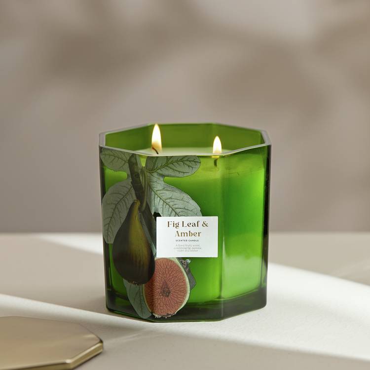 Argos Home fig leaf and amber multiwick candle, imported from the UK