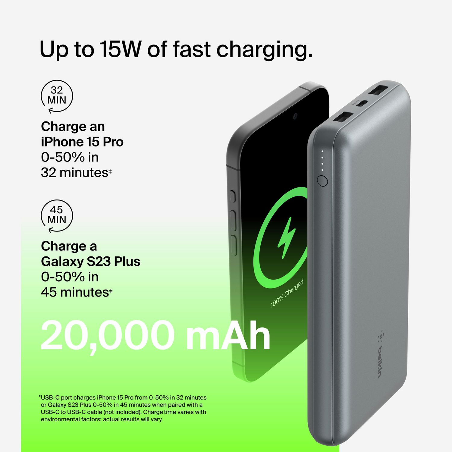 Belkin power bank space grey 20000mAh - British product