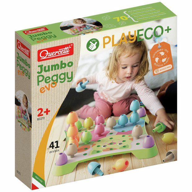 Quercetti PlayEco Jumbo Peggy pegboard set 41 pieces, imported from the UK