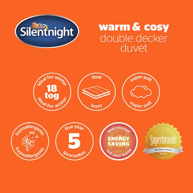 Silentnight Warm & Cosy 18 tog duvet single, imported from the UK