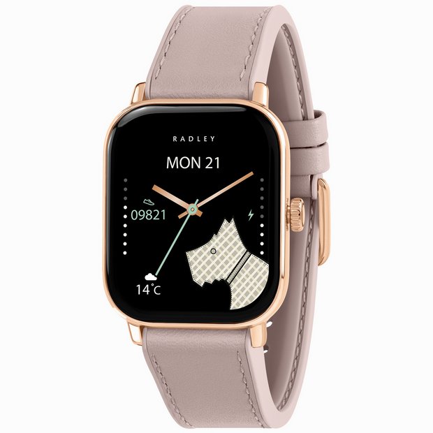 Radley Petite smart watch with pink leather strap, UK version