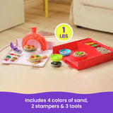 Kinetic Sand Squishpizza playset with 452g sand and tools (British brand)