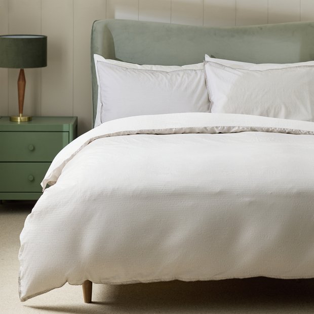 Habitat seersucker single bedding set blanket stitch - British product