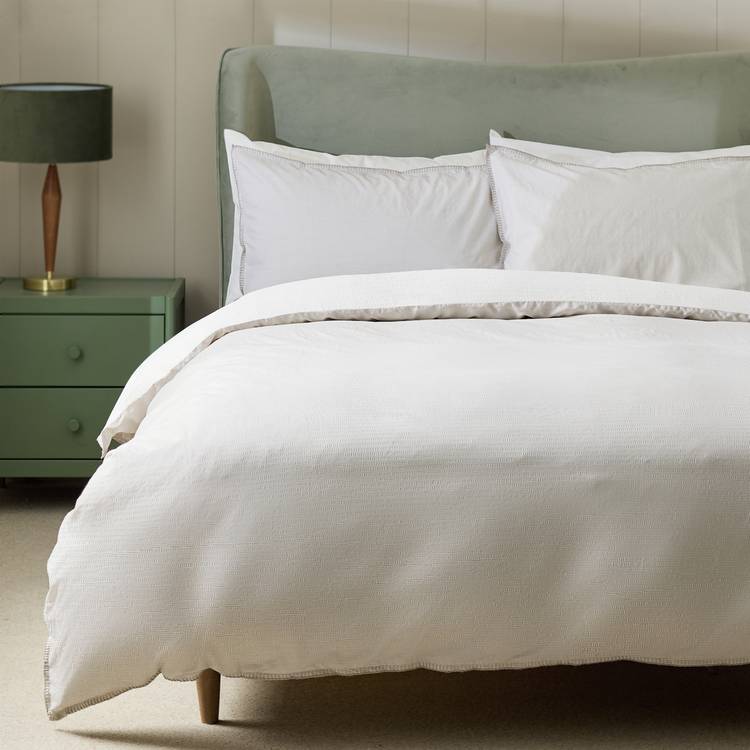 Habitat seersucker single bedding set blanket stitch - British product