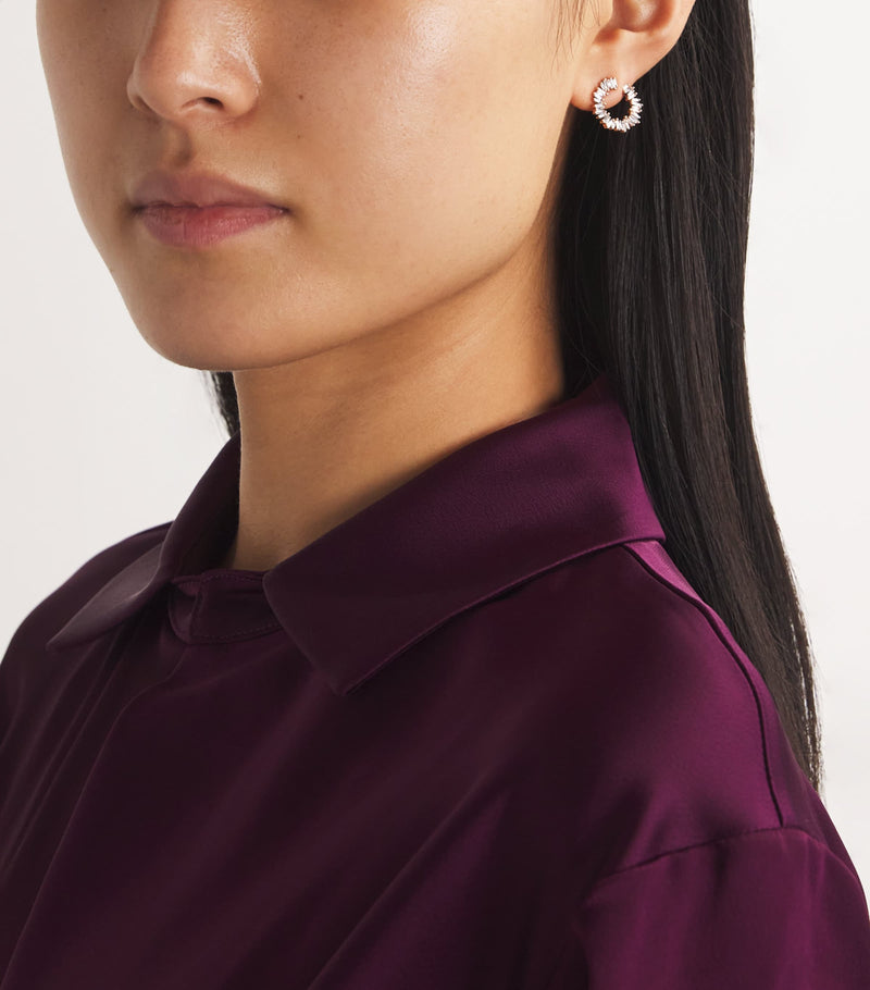 Suzanne Kalan rose gold diamond mini hoop earrings, UK version