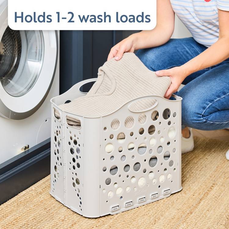 Minky fold flat laundry basket grey, UK version