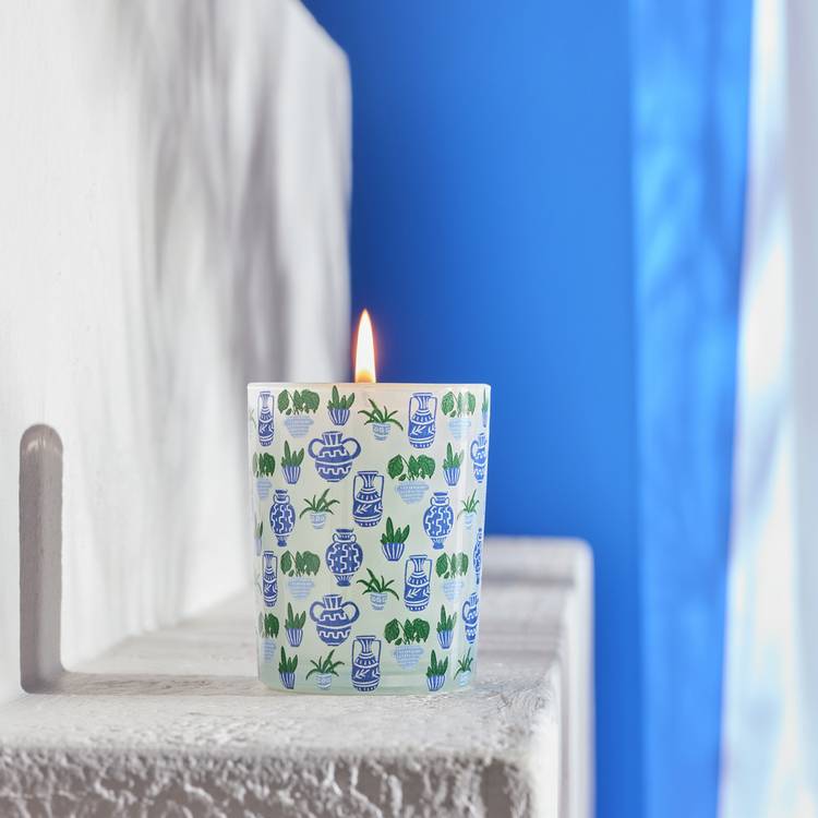 Habitat medium boxed candle Santorini, imported from the UK