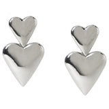 Liars & Lovers double heart drop earrings in silver tone - British product