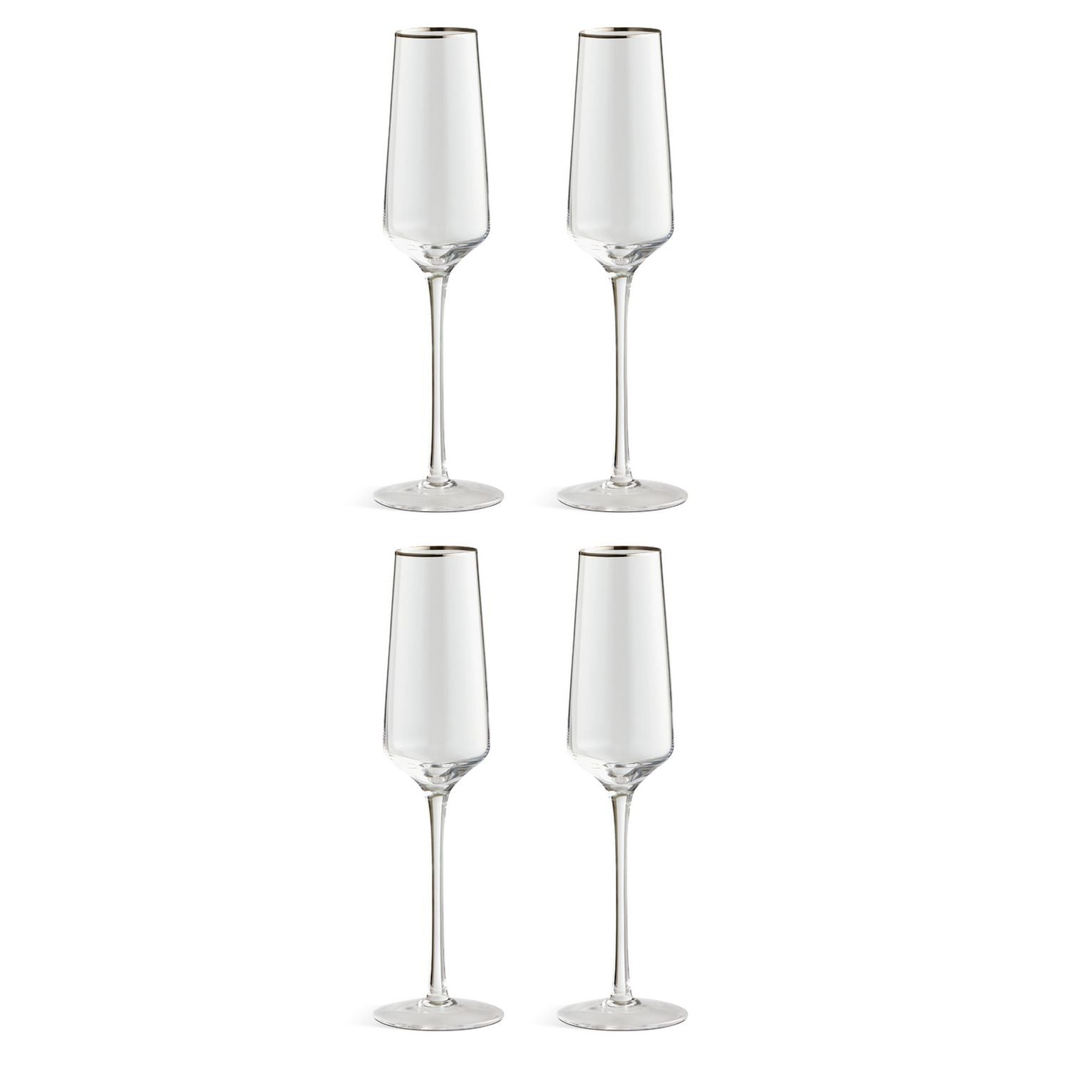 Argos Home silver rim champagne glasses set of 4, imported from the UK