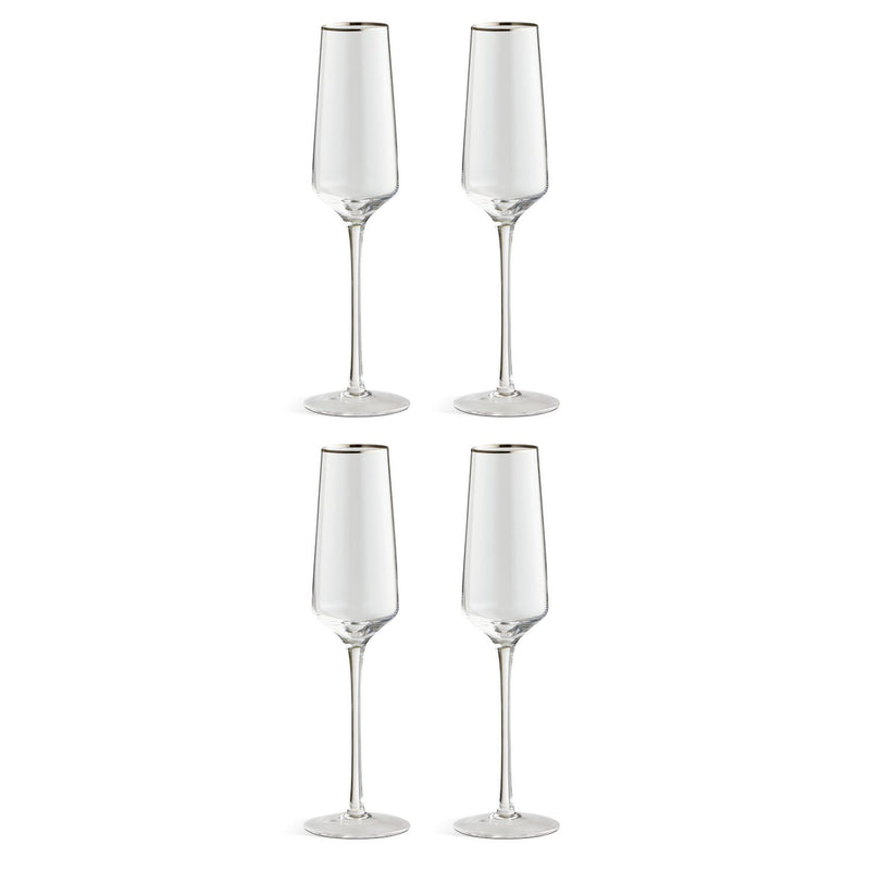 Argos Home silver rim champagne glasses set of 4, imported from the UK