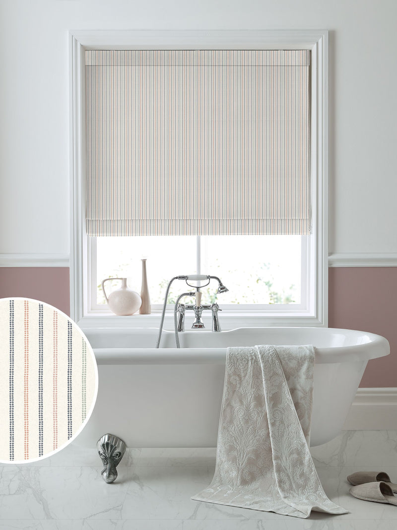 Laura Ashley Apricot Candy Stripe 100% cotton roman blinds - British product