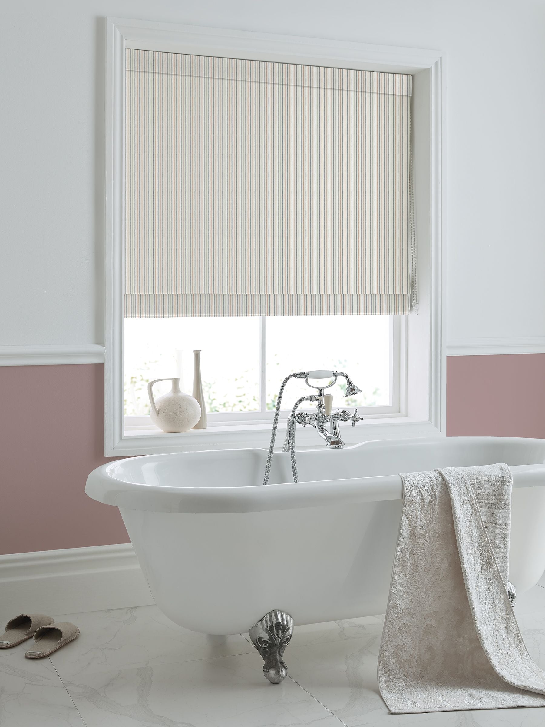 Laura Ashley Apricot Candy Stripe 100% cotton roman blinds - British product