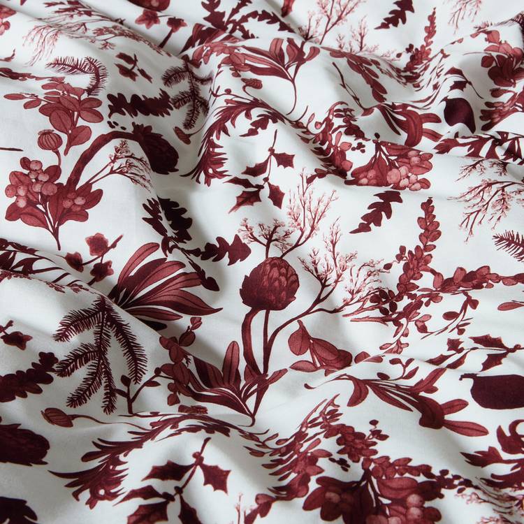 Argos Home burgundy foliage print bedding set single (British brand)
