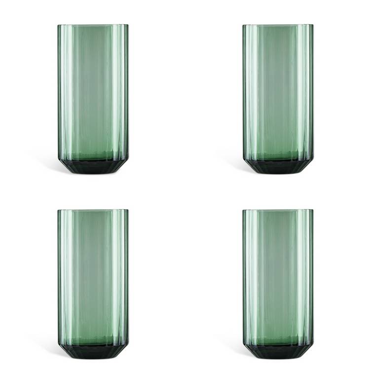 Habitat green ribbed hi ball glasses set of 4, UK version
