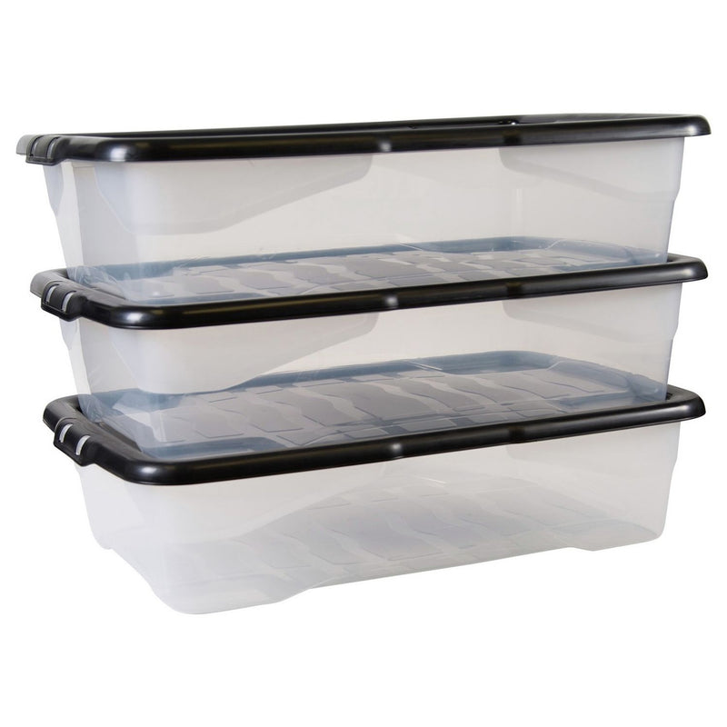 Strata underbed storage boxes clear 3x42L, imported from the UK