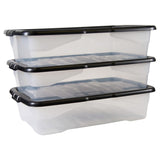 Strata underbed storage boxes clear 3x42L, imported from the UK