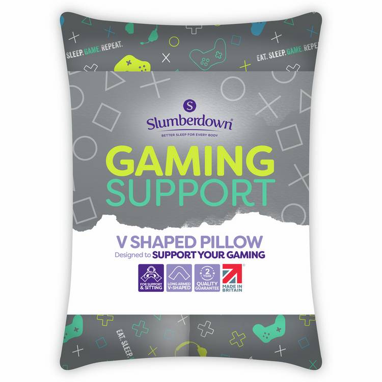Slumberdown V-shaped gaming support pillow white, UK version