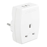 Masterplug travel adapter with USB-A and USB-C, imported from the UK
