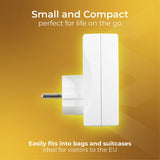 Masterplug travel adapter with USB-A and USB-C, imported from the UK