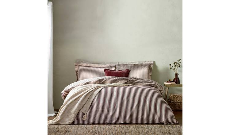 Yard cotton beetroot stripe duvet set single - British product