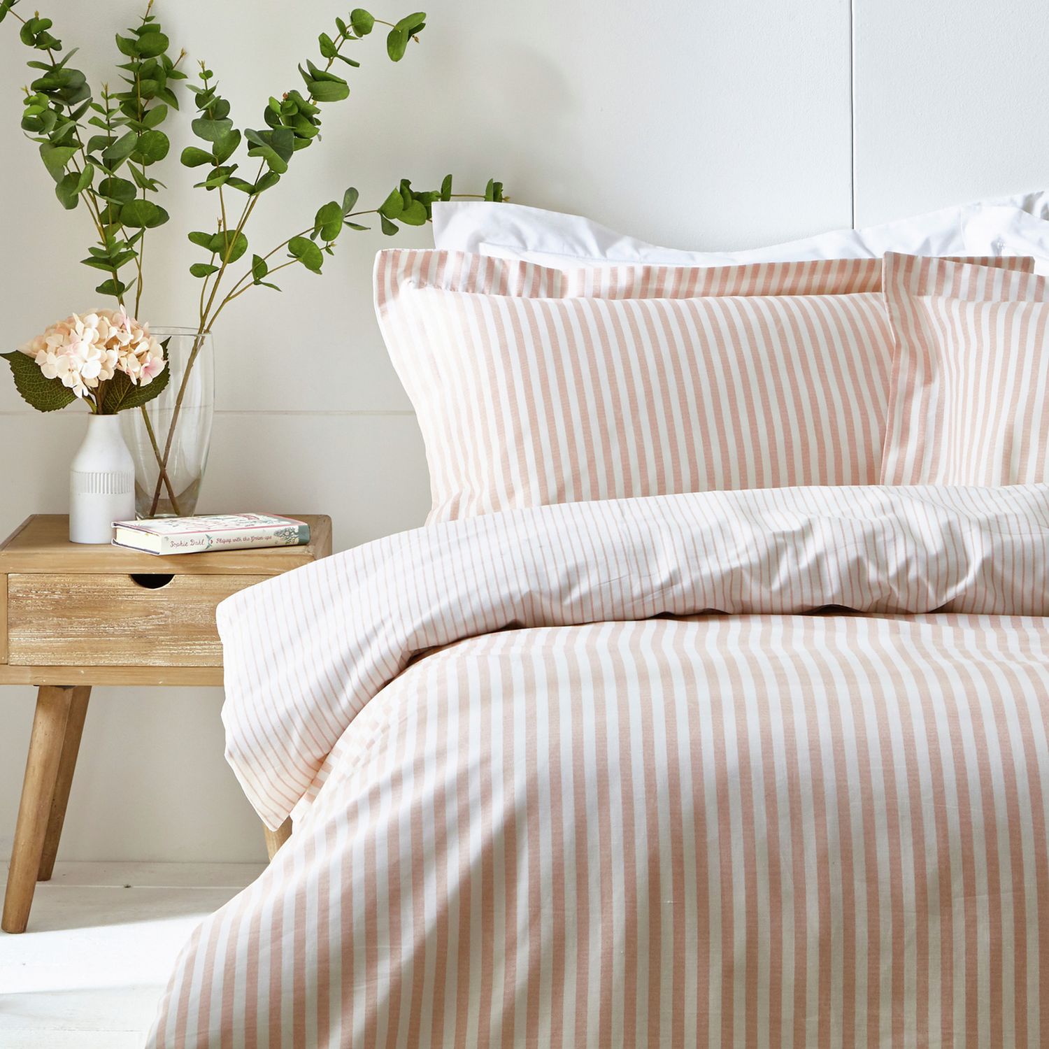 Yard Hebden Cotton Stripe Blush Bedding Set -  Super king