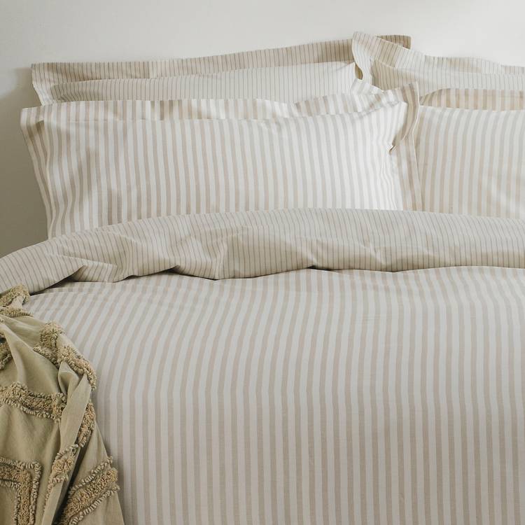 Yard cotton stripe natural bedding set single size, UK version